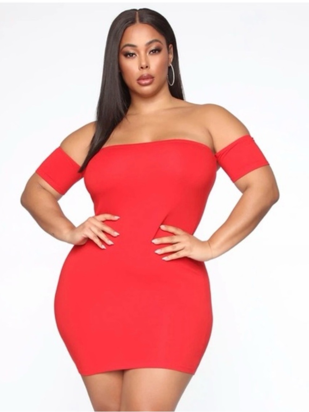 Fashion Nova Red Off-Shoulder Bodycon Dress